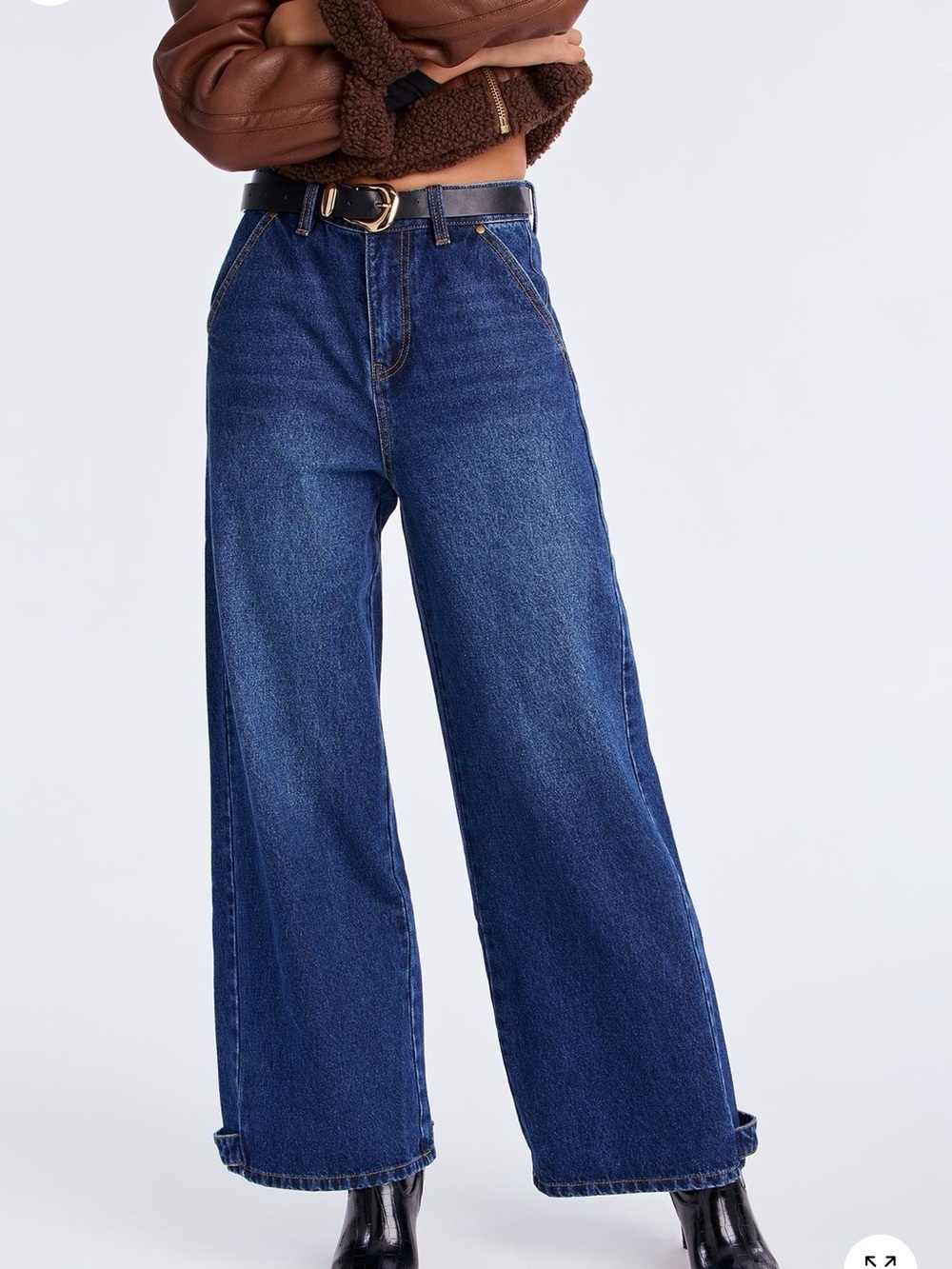 Fashion Nova Dark Blue High-Rise Wide Leg Jeans